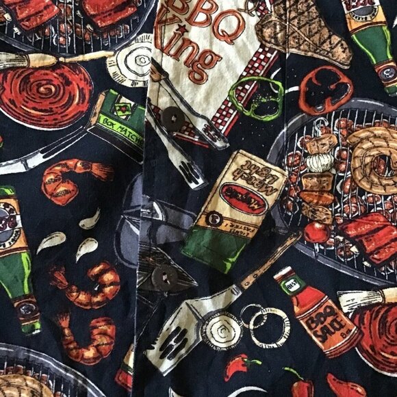 BBQ Kings Dreamwear Short-Sleeve Button-Up Shirt XXL By Dem Crazy 100% Cotton Gr - Picture 7 of 16